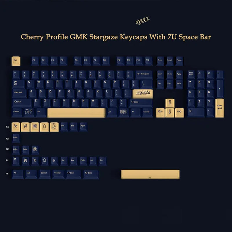 GMK Stargaze Keycaps PBT Dye-Sublimation Mechanical Keyboards Key Cap 131 Keys Cherry Profile for MX Switch GH60/64/68/84/87/104
